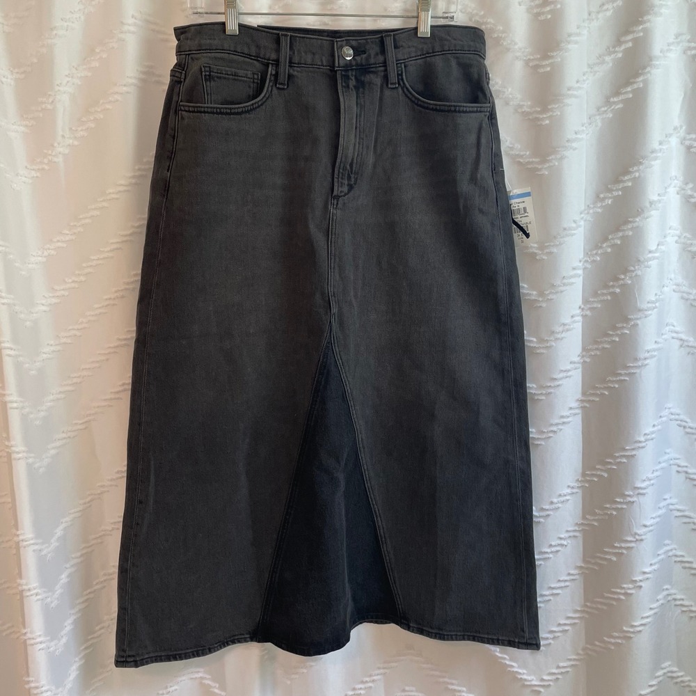 Joes Jeans Collection With Grace Black Denim Midi Skirt Vintage Stretch Size 31